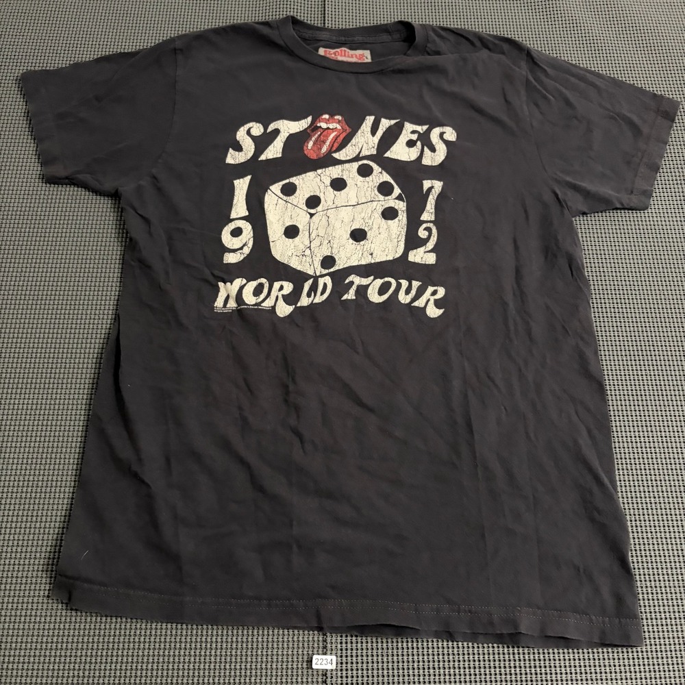 Rolling Stones 1972 World Tour T-Shirt Mens Large Black Graphic Concert Tee